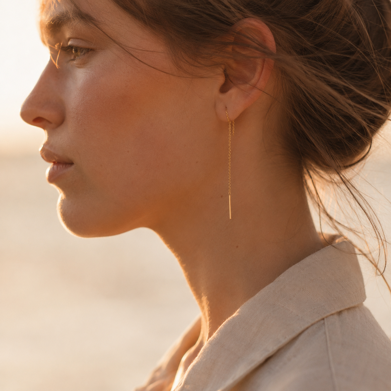 Chain threader earrings drape